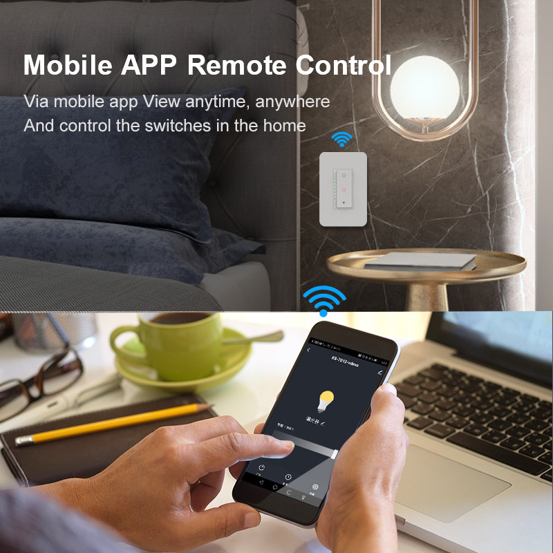 Milfra Tuya WiFi prekidač za prigušivanje svjetla 3 smjera Pametni prekidači za prigušivanje s jednom tipkom Glasovni daljinski upravljač Radi s Alexa Google Home