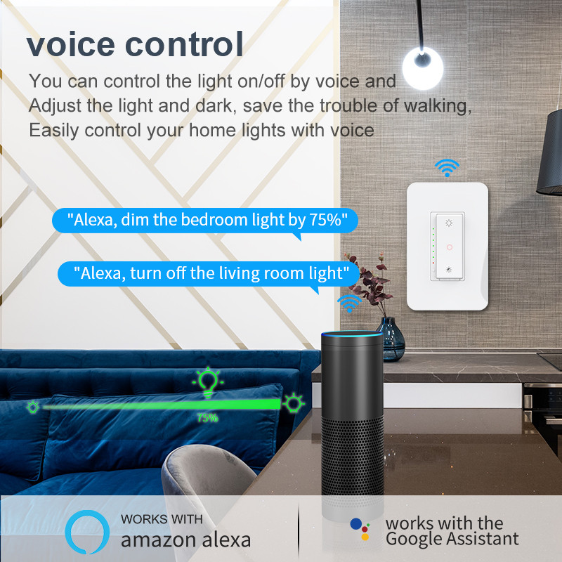 Milfra Tuya WiFi prekidač za prigušivanje svjetla 3 smjera Pametni prekidači za prigušivanje s jednom tipkom Glasovni daljinski upravljač Radi s Alexa Google Home