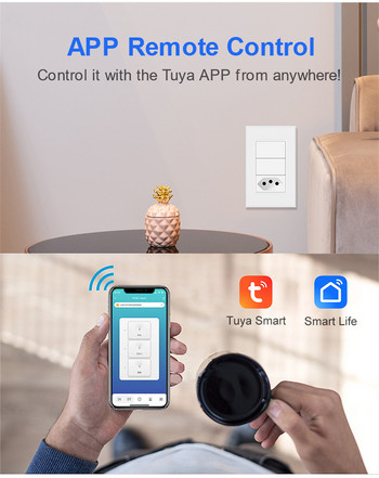 Brazil Smart Switch & Socket Tuya Wifi / Zigbee 2 Gang Button Smart Light Switch Outlet Voice Control работи за Alexa Google Home