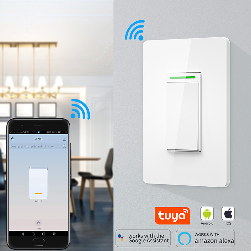 Milfra US Smart Wifi Svjetlo Zidni prekidač Neutralna žica Potrebna fizička tipka Tuya Smart Life aplikacija Glasovni daljinski upravljač Kućni DIY