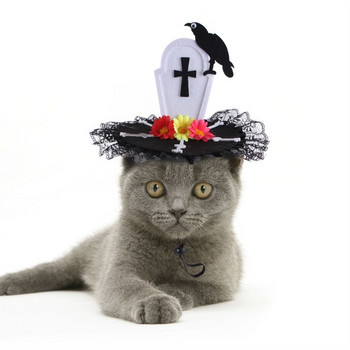 Καπέλο κατοικίδιο ζώο Halloween Cosplay για σκύλους χαριτωμένο κρανίο/σχήμα σταυρού φωτογραφία κεφαλής