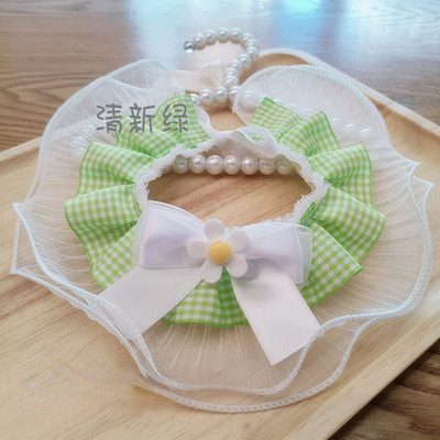 Mačka, slatka ogrlica za kućne ljubimce Čipkasta oprsnica, lutka, mačka, pas, svježi šal s tratinčicama, mali pas, rekviziti za fotografije, ogrlica za pse, kostim za slatke ljubimce, dodaci za mačke