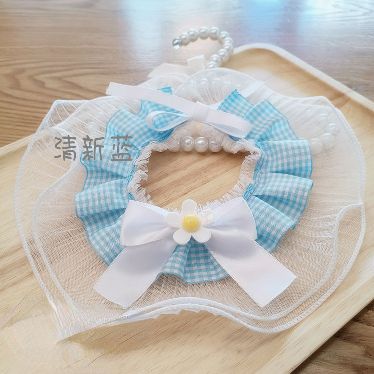 Mačka, slatka ogrlica za kućne ljubimce Čipkasta oprsnica, lutka, mačka, pas, svježi šal s tratinčicama, mali pas, rekviziti za fotografije, ogrlica za pse, kostim za slatke ljubimce, dodaci za mačke