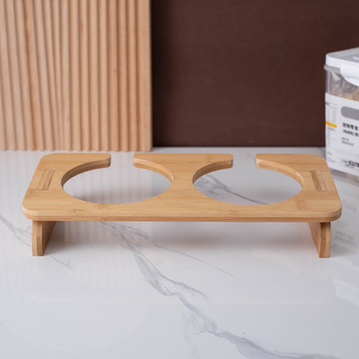 Dvostruke zdjelice za mačke, keramičke hranilice za vodu za hranu za kućne ljubimce s drvenim stalkom, mačke, štene, piće, pribor za jelo, umivaonik za hranjenje mačaka