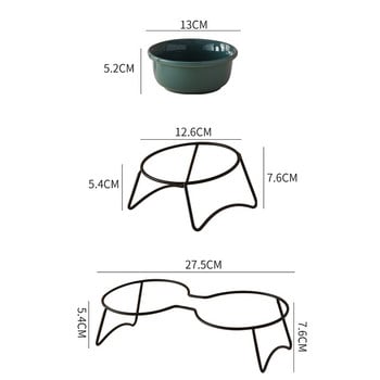 Купа за вода за котешка храна Керамични хранилки за пиене на домашни любимци с желязна стойка Скандинавски котки Наклонени консумативи за хранене