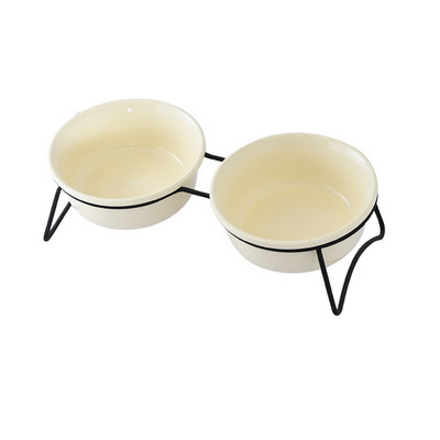 Kaķu barības ūdens bļoda keramikas mājdzīvnieku dzeršanas barotavas ar dzelzs statīvu Nordic Cats noliekti barošanas piederumi