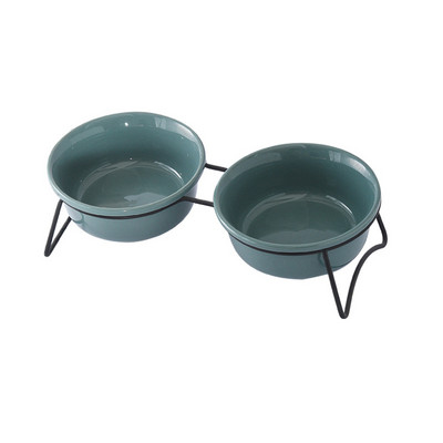 Kaķu barības ūdens bļoda keramikas mājdzīvnieku dzeršanas barotavas ar dzelzs statīvu Nordic Cats noliekti barošanas piederumi