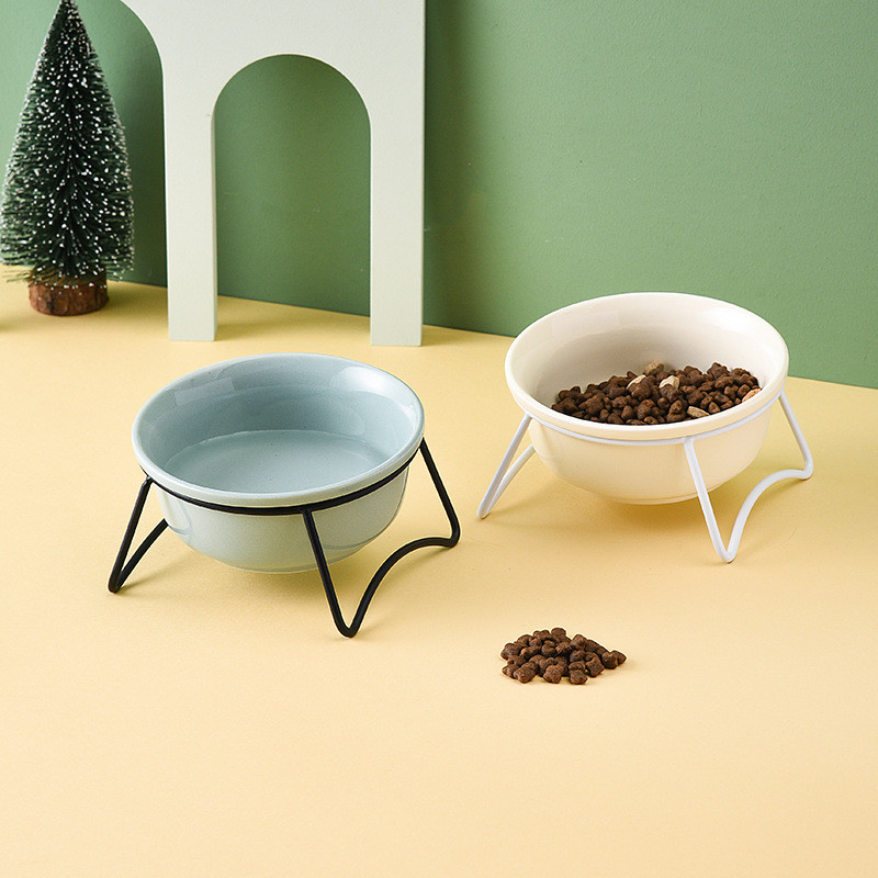 Kaķu barības ūdens bļoda keramikas mājdzīvnieku dzeršanas barotavas ar dzelzs statīvu Nordic Cats noliekti barošanas piederumi