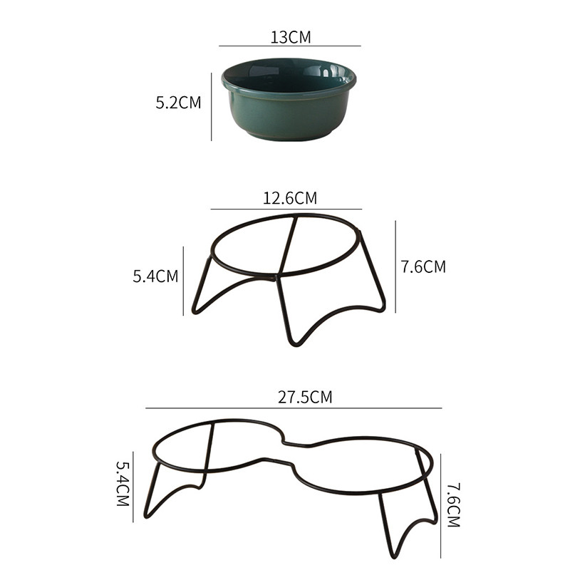 Kaķu barības ūdens bļoda keramikas mājdzīvnieku dzeršanas barotavas ar dzelzs statīvu Nordic Cats noliekti barošanas piederumi