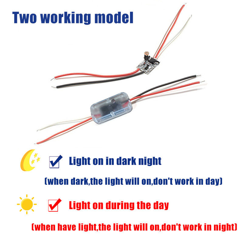 Valgusanduri lüliti Automaatne sisselülitamine Väljas Fotoelement Tänavavalgustuse lüliti DC 3,7 V 5 V 12 V 24 V 5 A Fotojuhtimine Fotolüliti andur