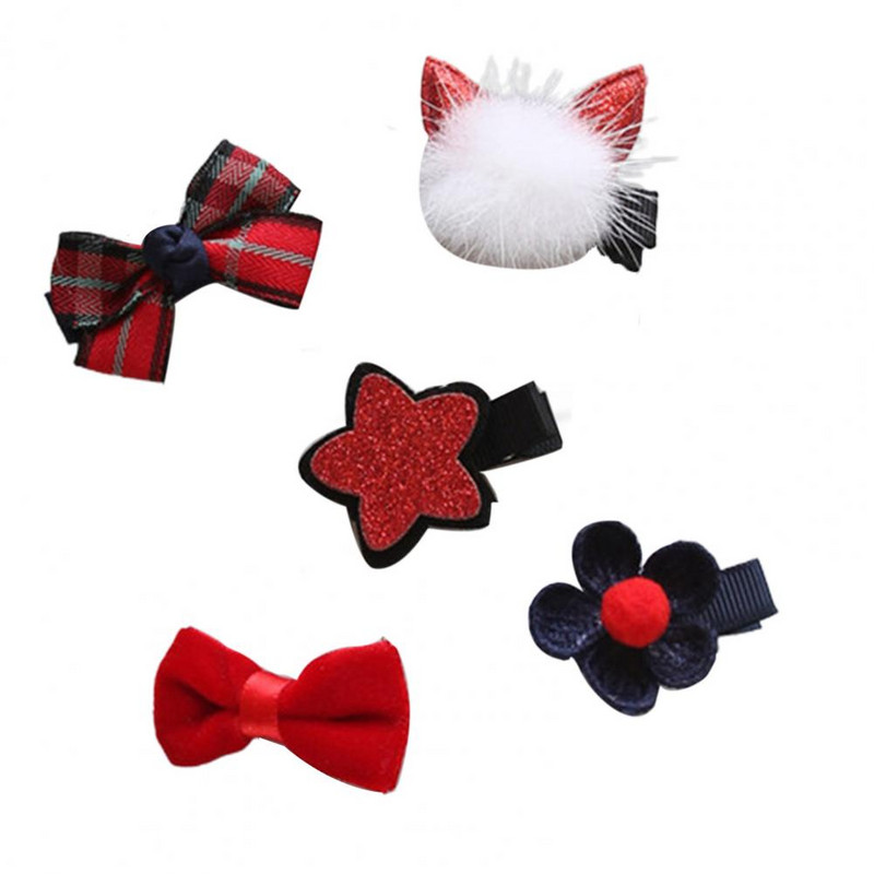 5 tk/komplekt Lemmiklooma juukseklambrid Mitmevärvilised lemmikloomade juuste kaunistusriie Armsad lemmikloomakoerte juukseklambrid aastavahetuseks