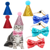 Karstā izpārdošana Jauki mājdzīvnieku kaķu tauriņi Svētku ballīte Suņu cepure dzimšanas diena Ziemassvētku Decora kaķu aksesuāri maziem suņiem Skaistumkopšanas produkti mājdzīvniekiem