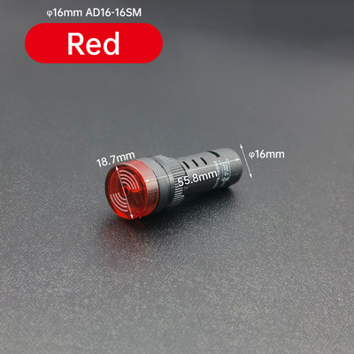 AD16-16SM 16 /22mm Zvučni signal upozorenja Trepereći crveni LED Isprekidani zvučni indikator alarma 12V 24V 110V AD16-22SM