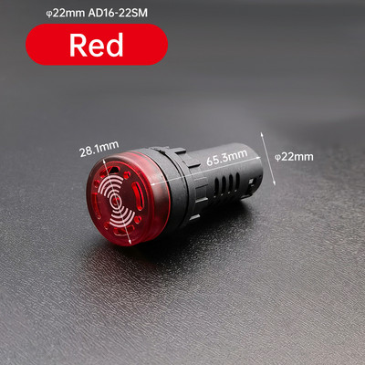 AD16-16SM 16 /22mm Zvučni signal upozorenja Trepereći crveni LED Isprekidani zvučni indikator alarma 12V 24V 110V AD16-22SM