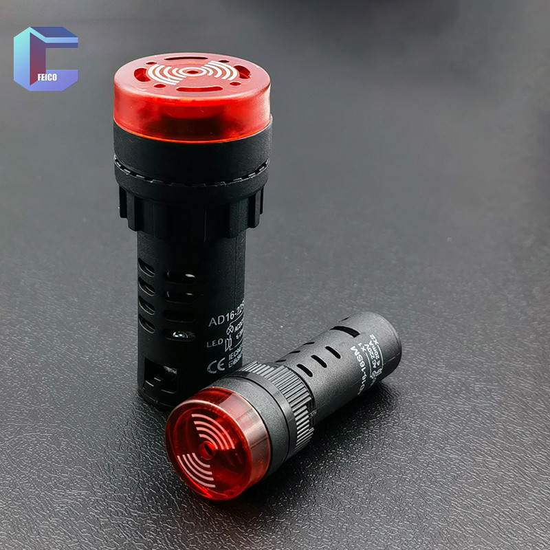 AD16-16SM 16 /22mm Zvučni signal upozorenja Trepereći crveni LED Isprekidani zvučni indikator alarma 12V 24V 110V AD16-22SM