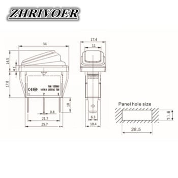 12V/220V LED светлина KCD3 Вкл. Изкл. Правоъгълен дълъг превключвател Водоустойчив IP67 капак Табло за кола 3PIN/2Pin