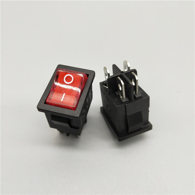 KCD1 4-kontaktiline LED-valgusega paadi auto klahvlüliti 6A/10A 250V/125V vahelduvvoolu punane kollane roheline sinine 220V