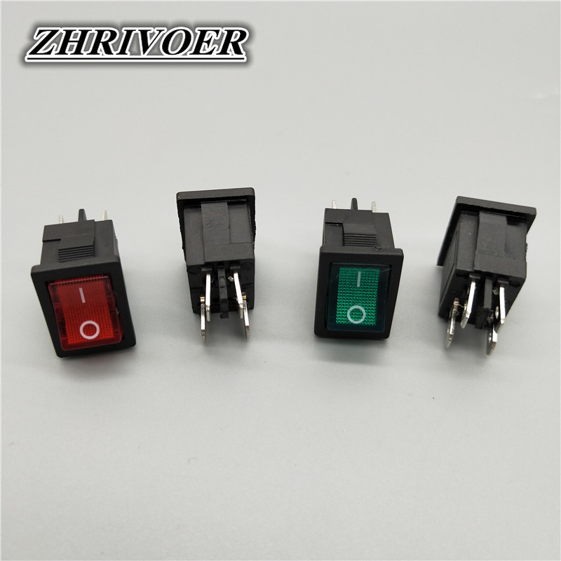 KCD1 4-kontaktiline LED-valgusega paadi auto klahvlüliti 6A/10A 250V/125V vahelduvvoolu punane kollane roheline sinine 220V