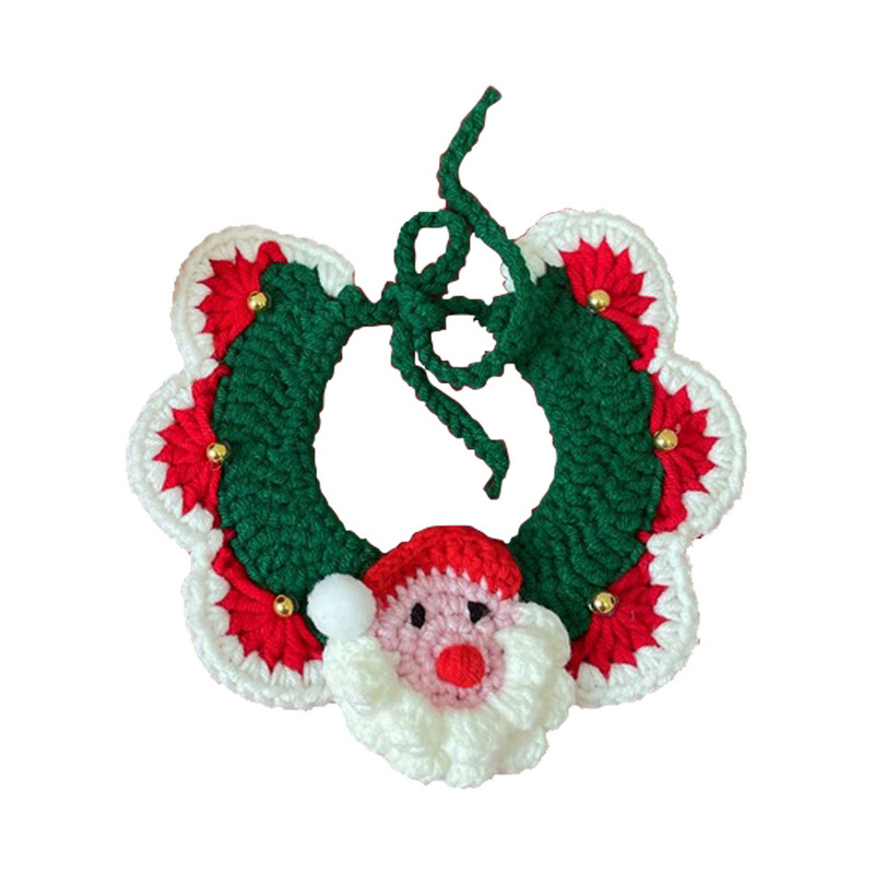 jauns jauks Ziemassvētku vecīša kaķa siekalas dvielis suņa šalle vilna mājdzīvnieku kaklasiksna Ziemassvētku dāvanu dekorēšana kucēnu aksesuāri kaķu kaklasiksna mājdzīvnieku piederumi