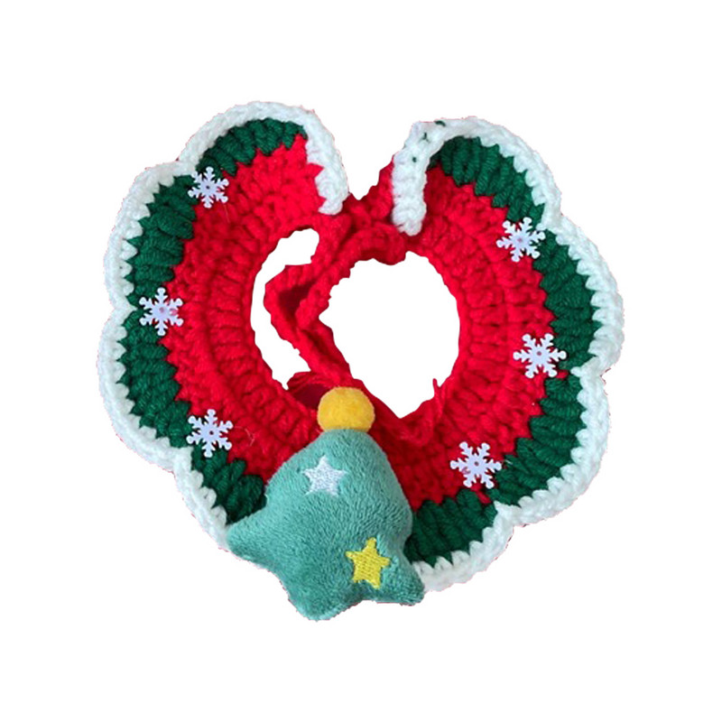 jauns jauks Ziemassvētku vecīša kaķa siekalas dvielis suņa šalle vilna mājdzīvnieku kaklasiksna Ziemassvētku dāvanu dekorēšana kucēnu aksesuāri kaķu kaklasiksna mājdzīvnieku piederumi