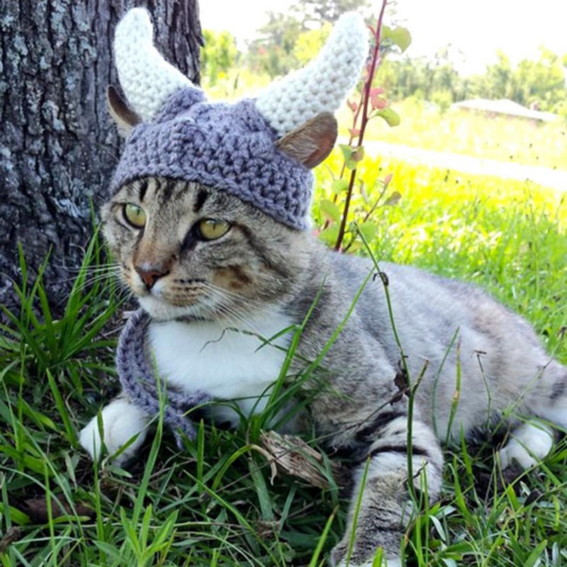 Slatka crtana mačka, ručno rađena šešir za kućne ljubimce, podesiva kapa, mali srednji psi, mačja kapa, pamučni konac, šešir, kapa s rogom, dodatak za dekoraciju kućnih ljubimaca