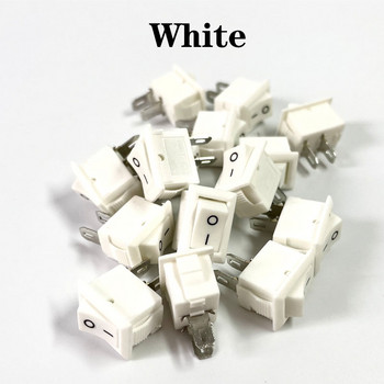 15 τμχ Mini Rocker Switch SPST Μαύρο και κόκκινο Snap in Switches Button AC 250V 3A / 125V 6A 2 Pin I/O 10*15mm On-off Switch Rocker