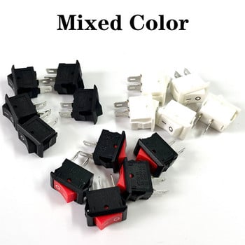 15 τμχ Mini Rocker Switch SPST Μαύρο και κόκκινο Snap in Switches Button AC 250V 3A / 125V 6A 2 Pin I/O 10*15mm On-off Switch Rocker