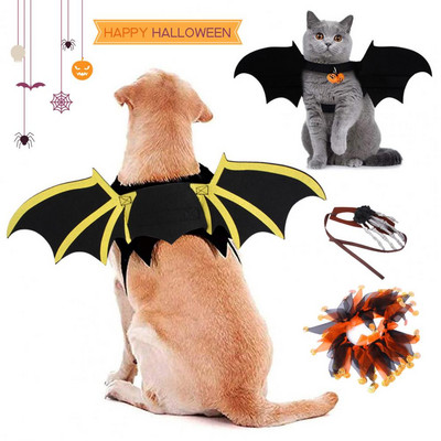 1 komplekt Cosplay Wings Decor reguleeritav Nahasõbralik Kergesti kantav Atmosfääri parandav polüester kassi Halloweeni kostüüm lemmiklooma nahkhiir Wi