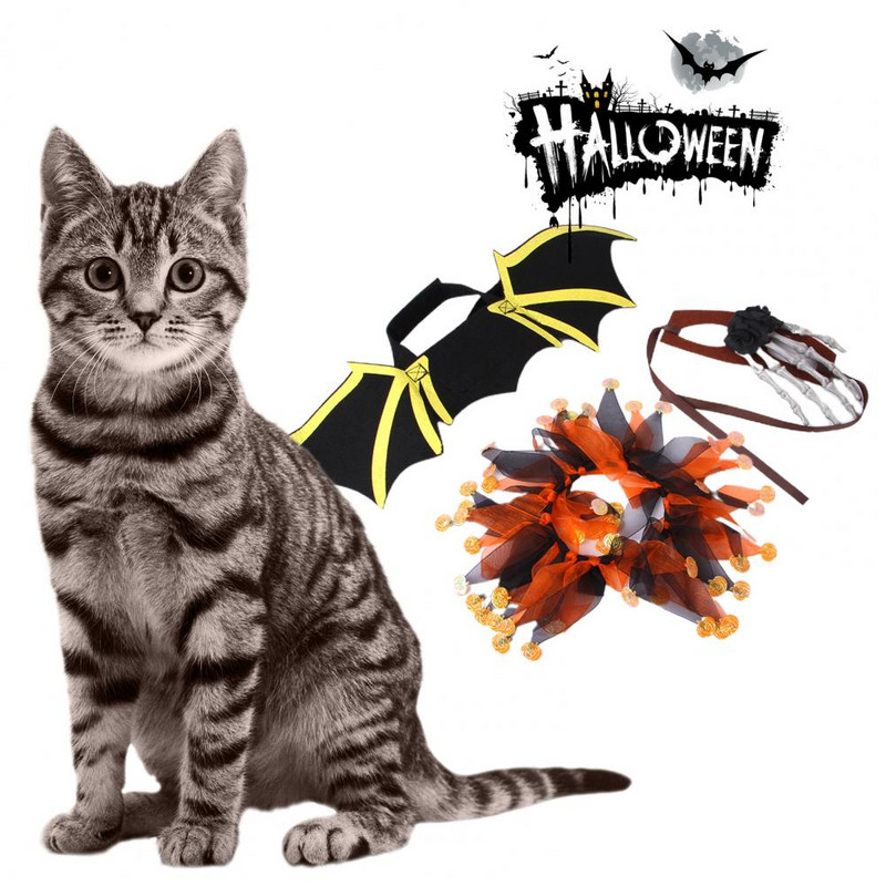 1 set Cosplay Wings Decor Prilagodljiv za kožu Jednostavan za nošenje Poboljšava atmosferu Poliester Mačka Halloween Kostim Ljubimac Šišmiš Wi