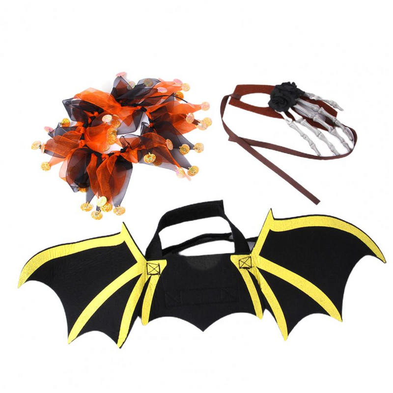 1 set Cosplay Wings Decor Prilagodljiv za kožu Jednostavan za nošenje Poboljšava atmosferu Poliester Mačka Halloween Kostim Ljubimac Šišmiš Wi