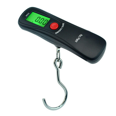 Juodos elektroninės 50 kg 10 g pakabinamos svarstyklės LCD skaitmeninės svarstyklės BackLight žvejybos svoriai kišeninės svarstyklės bagažo svarstyklės