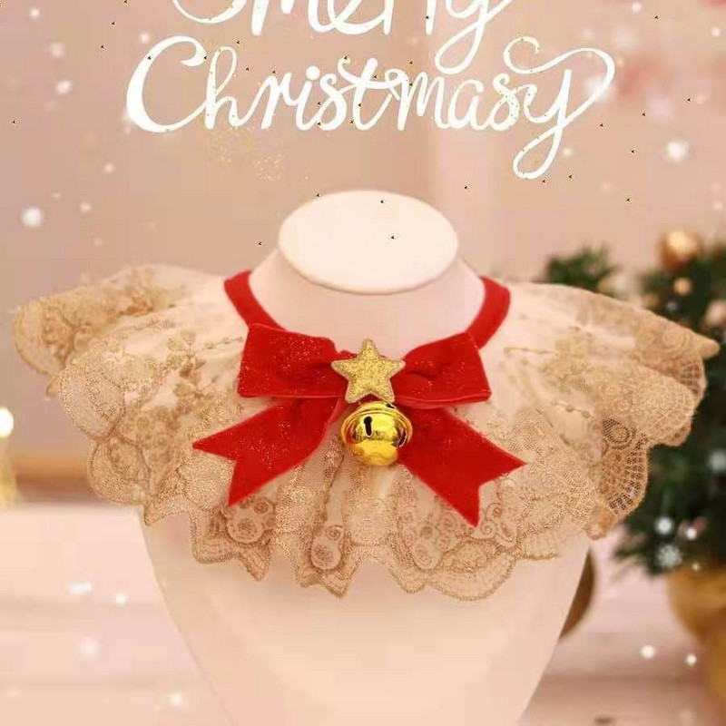 Luksusa dizains Zelta tilla kaķa kakla lakats Ziemassvētku sarkans tauriņš, satīna suņu kaklasiksna korejiešu stila atslēgu piekariņš krūtis šnaucers