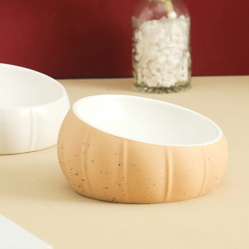 Kaķu keramikas bļoda Neslīdoša suņu barība Ūdens barotavas Mājdzīvnieku jaukās ķirbja formas barošanas piederumi