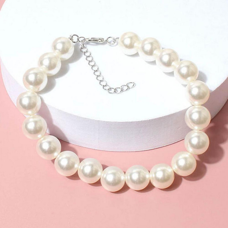 Mājdzīvnieku apkakles kaklarota Modes mājdzīvnieku rotaslietas, baltas kucēnu mākslīgās pērles kāzām