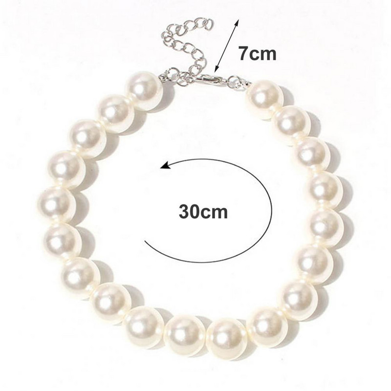 Mājdzīvnieku apkakles kaklarota Modes mājdzīvnieku rotaslietas, baltas kucēnu mākslīgās pērles kāzām