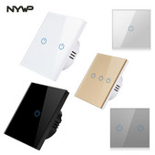 Europski standardni zidni senzorski prekidač za svjetlo, crno i bijelo zlato, srebrna i siva kristalna staklena ploča, s LED bazom