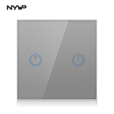 Europski standardni zidni senzorski prekidač za svjetlo, crno i bijelo zlato, srebrna i siva kristalna staklena ploča, s LED bazom