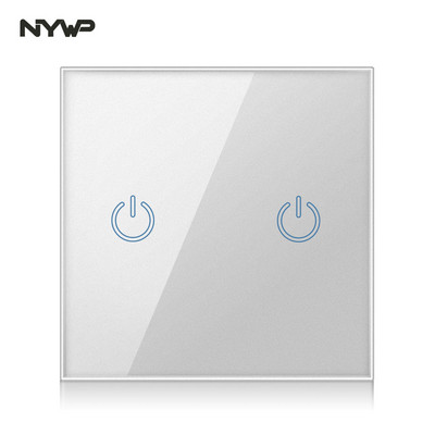 Europski standardni zidni senzorski prekidač za svjetlo, crno i bijelo zlato, srebrna i siva kristalna staklena ploča, s LED bazom