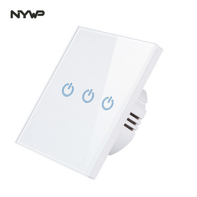 Europski standardni zidni senzorski prekidač za svjetlo, crno i bijelo zlato, srebrna i siva kristalna staklena ploča, s LED bazom