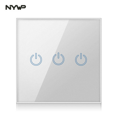 Europski standardni zidni senzorski prekidač za svjetlo, crno i bijelo zlato, srebrna i siva kristalna staklena ploča, s LED bazom