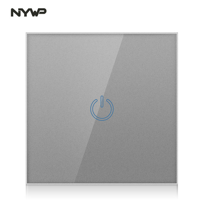 Europski standardni zidni senzorski prekidač za svjetlo, crno i bijelo zlato, srebrna i siva kristalna staklena ploča, s LED bazom