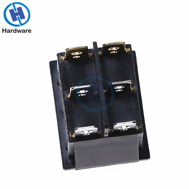 KCD2 topeltpaadi klahvlüliti 6 kontaktiga sisse-välja rohelise punase tulega 20A 125VAC/ 16A 250V