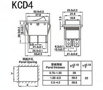 KCD4 ON-OFF 16A 250VAC/20A 125VAC Κόκκινος διακόπτης κουμπιού Rocker Rocker Διακόπτης τροφοδοσίας 4 ακίδων