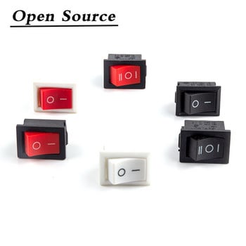 5 τμχ KCD1 Rocker Switch Push Button Mini Switch 6A-10A 250V KCD1-101 2Pin 3Pin Snap-in/Off 21*15MM Μαύρο Κόκκινο Λευκό