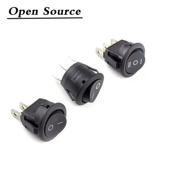 5/10Pcs KCD1 2Pin 3Pin 20mm on-Off on-Off-On SPST Round Rocker Switch 10A/250V Push Button Switch Αυτοκλείδωμα/μανδάλωση