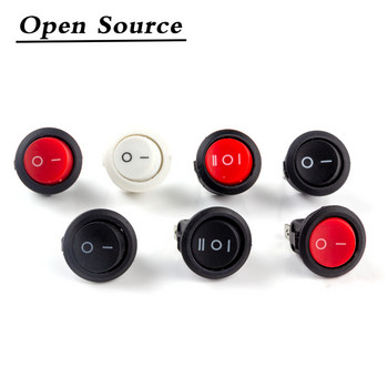 5/10Pcs KCD1 2Pin 3Pin 20mm on-Off on-Off-On SPST Round Rocker Switch 10A/250V Push Button Switch Αυτοκλείδωμα/μανδάλωση