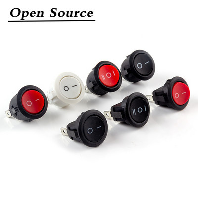 5/10Pcs KCD1 2Pin 3Pin 20mm on-Off on-Off-On SPST Round Rocker Switch 10A/250V Push Button Switch Αυτοκλείδωμα/μανδάλωση