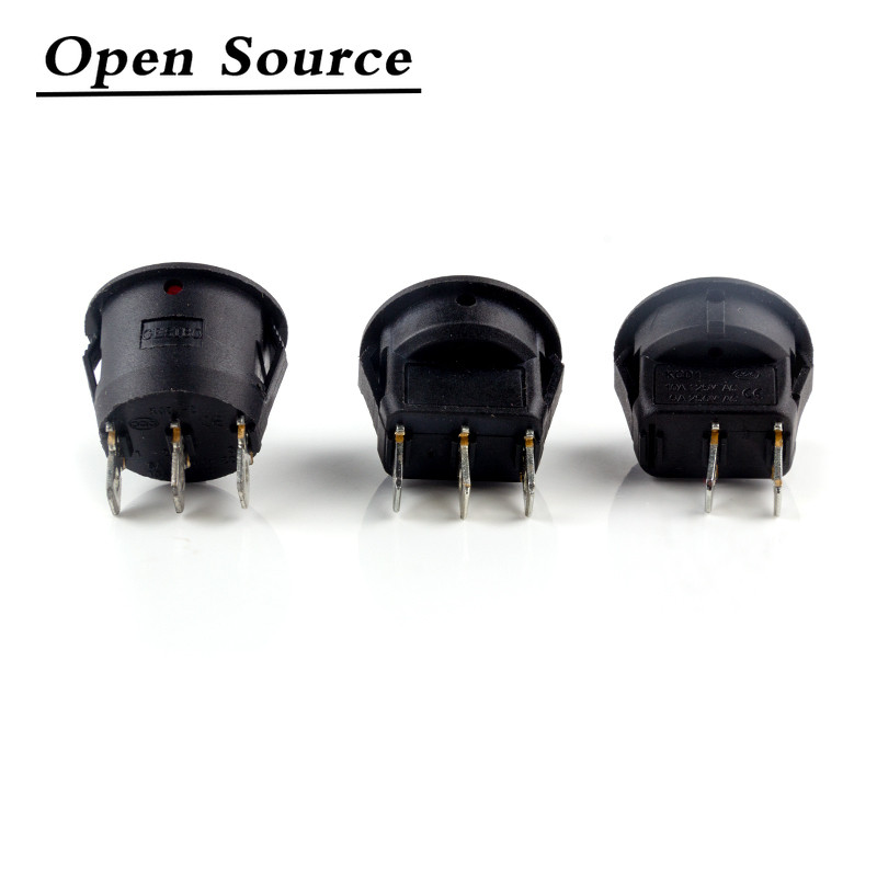 5/10 tk KCD1 2 kontaktiga 3 kontaktiga 20 mm sees-väljas sisse-välja-sisse SPST ümmargune klahvlüliti 10A/250V nupplüliti Iselukustuv/sulgur