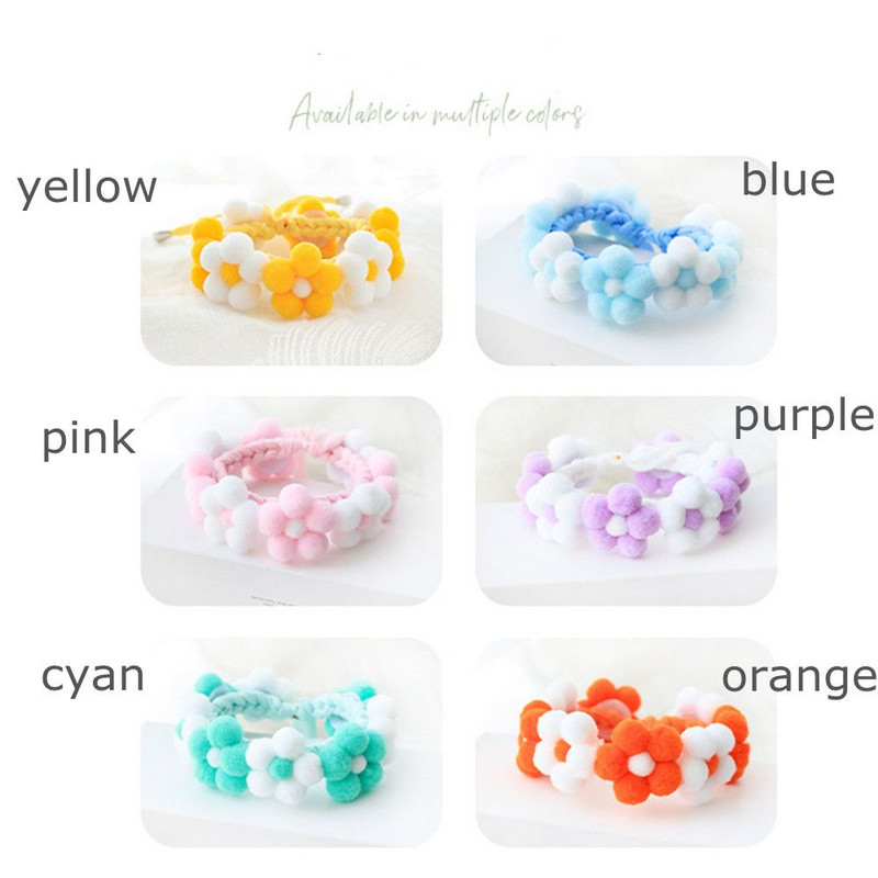 Mekana mačka, pas, ručno tkana plišana lopta, ogrlica, ogrlica za mačke, dodaci za kućne ljubimce, ogrlica s cvijećem