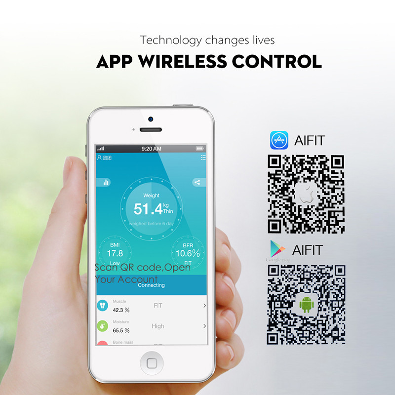 SDARISB Bluetooth vage Podna tjelesna težina Kupaonska vaga Pametna vaga sa zaslonom s pozadinskim osvjetljenjem Tjelesna težina Tjelesna mast Voda Mišićna masa BMI